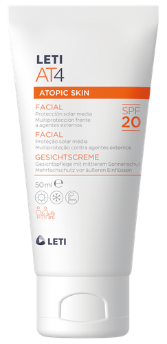 LETIAT4 crema hidratante protecciÃ³n solar facial para piel atÃ³pica 50ml